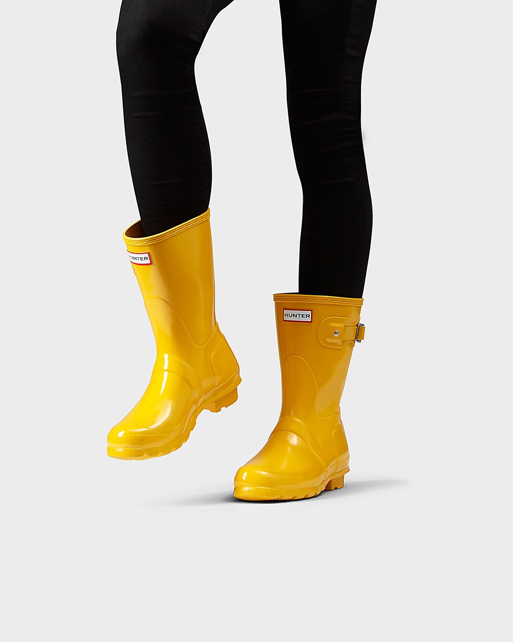 Womens Hunter Original Gloss - Short Rain Boots Yellow - 8231-VLCBA